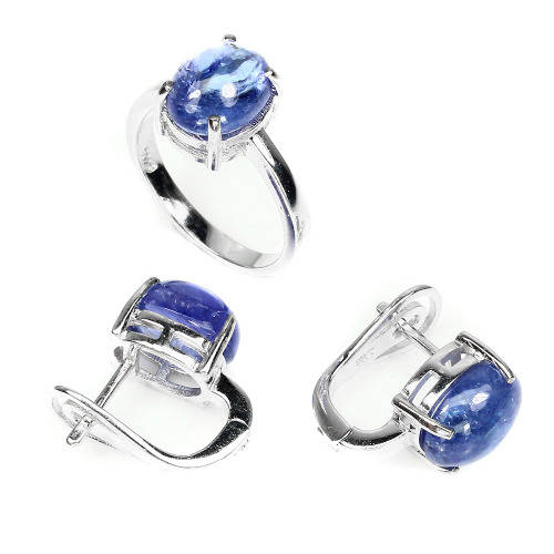 "IN STOCK" Oval Cab 10x8mm Top Blue Violet Tanzanite 925 Sterling Silver Sets