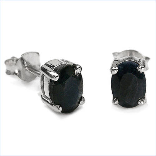 ***R2 250*** 2.00CTW Genuine Sapphire Oval Stud .925 Sterling Silver Earrings