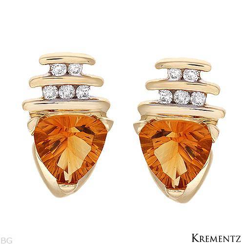 ***R12 400*** KREMENTZ Brand New Earrings With 2.60ctw Citrines and Genuine Clean Diamonds