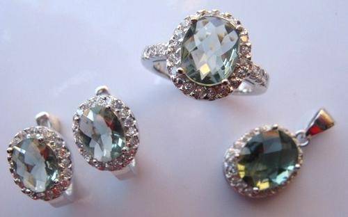 **R4 660** Green Amethyst and 925 sterling silver set