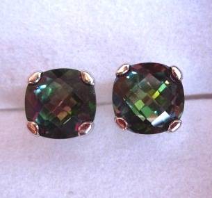 ***R3 589*** Stud Earrings With 1.80ctw Genuine Topazes Made of 14K White Gold