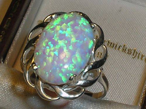 SUPERB SOLID SILVER FIERY OPAL SOLITAIRE RING - N