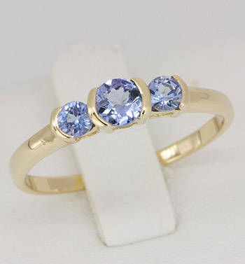 9K Solid YG Genuine Tanzanite Ring
