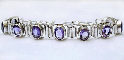 ***R3 900*** 16cttw AMETHYST 925 STERLING SILVER ARTISAN LINK BRACELET