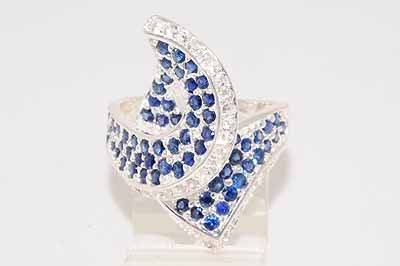 ***R4 800*** Size 8 - 5.62CT REAL SAPPHIRE & WHITE TOPAZ RING STERLING SILVER