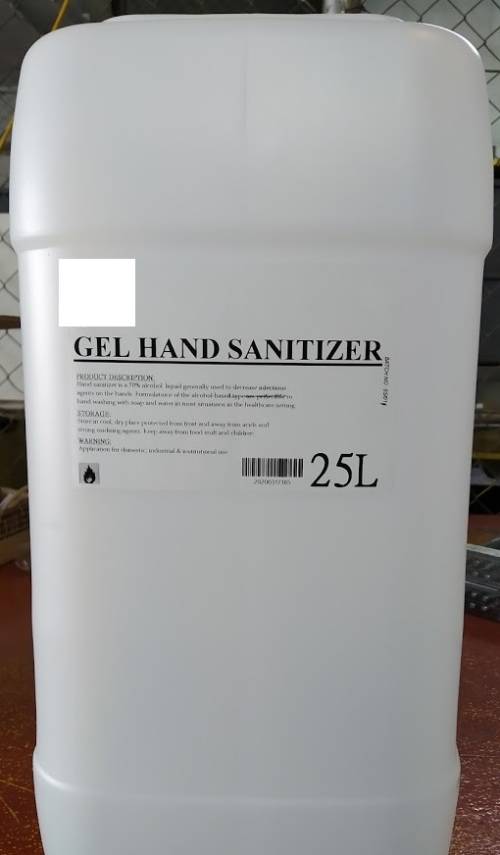 Alcohol based, liquid hand sanitiser GEL 25 Litre