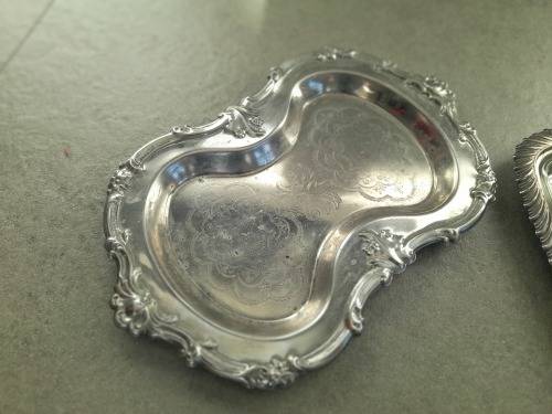 set of 3 Plated silvertoast rack,butter dish and plate