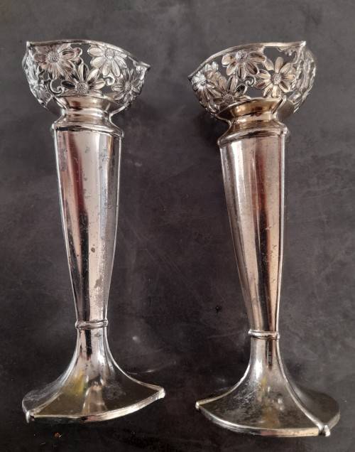 Plated candle sticks set of 2