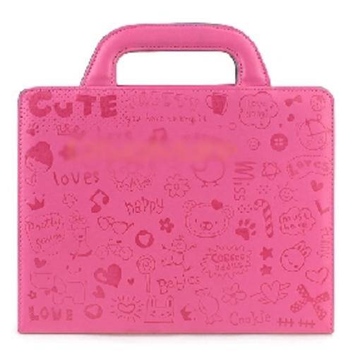 iPad 2 or iPad 3 , "NEW" Pink Cartoon cover, Portable case, PU leather fabric protection