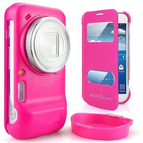 S4 Samsung Galaxy Zoom C101 S View Cover - Pink - Sleep function Flip Cover