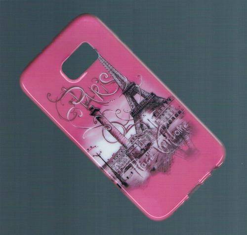 Samsung Galaxy S6 EDGE - TPU Soft Back cover - Pink - Paris Eiffel Tower Theme - S 6