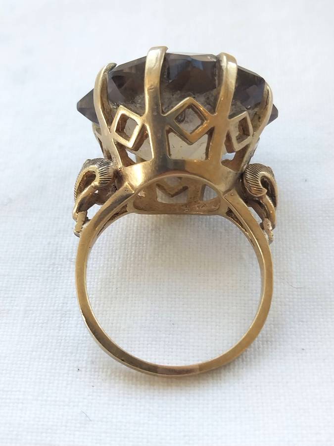 Vintage 9 CT Gold and Smokey Topaz Dress Ring