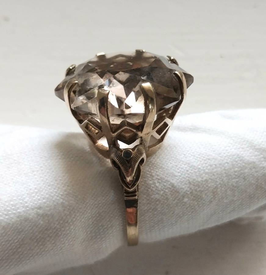 Vintage 9 CT Gold and Smokey Topaz Dress Ring