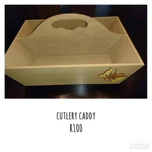 Wooden home decor storage 2 division cutlery caddy