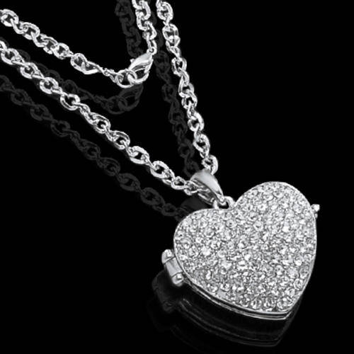 Photo frame locket with silver tone necklace chain