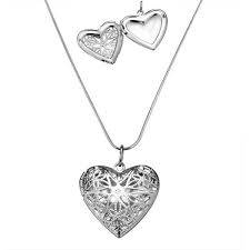 Silver heart locket necklace