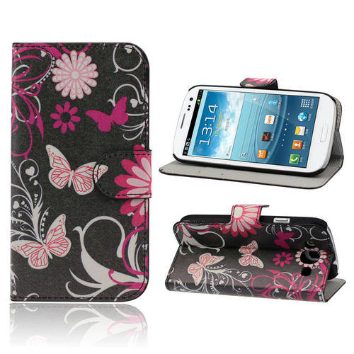 Butterfly flip leather case cover for samsung galaxy S3 i9300