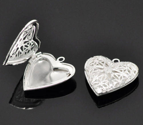 wholesale silver heart photo locket pendant for necklace x10