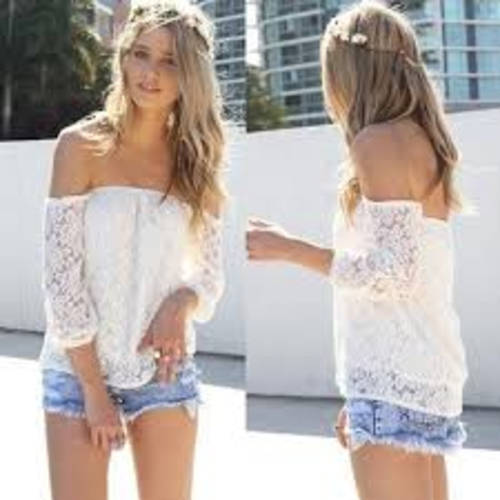 Ladies fashion off shoulder lace top size 32 small