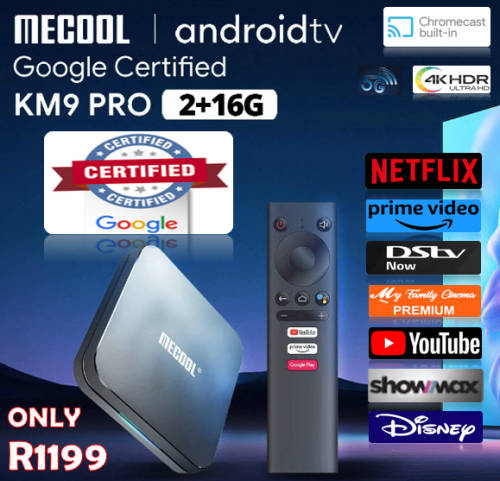 2023 Revision  Mecool Km9 Pro GOOGLE CERTIFIED TV Box 2GB Ram 16GB 5GHZ Wi-Fi Chip
