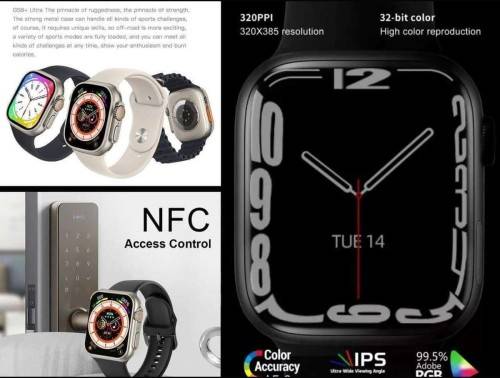 Watch 8 Max RED Strap Smartwatch BT Calling NFC Call Logs