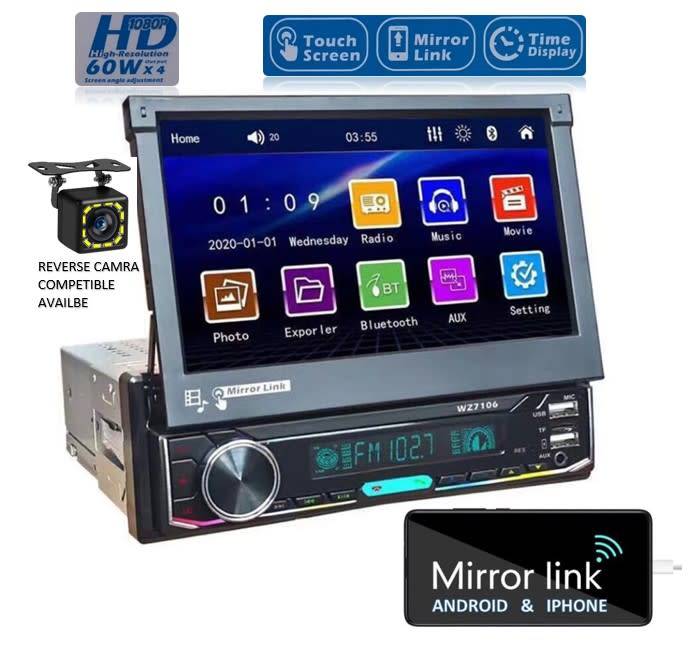 7-inch motorized touchscreen car multimedia head unit Android & IOS Mirror Link