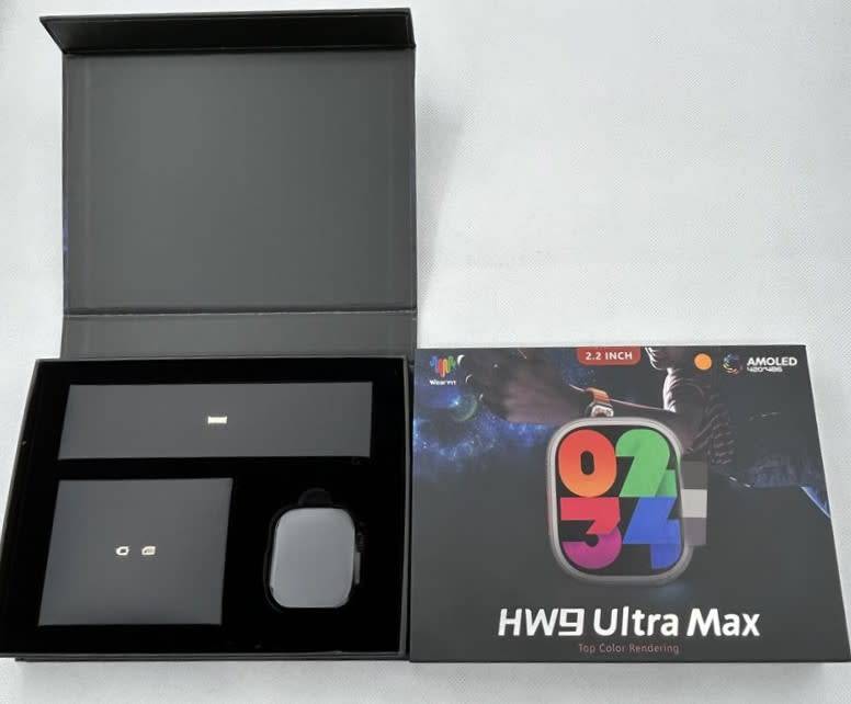 HW9 Ultra Max 2.2 Inch AMOLED Screen Smartwatch Black Strap Blood Press Bluetooth Call