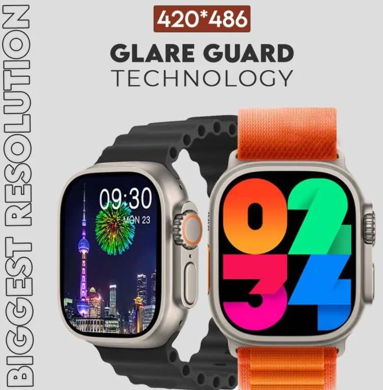 HW9 Ultra Max 2.2 Inch AMOLED Screen Smartwatch Black Strap Blood Press Bluetooth Call