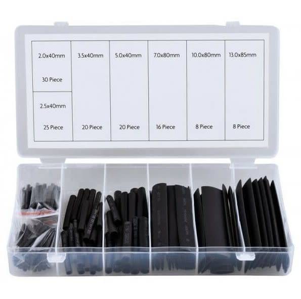 127 PC PRECUT Black heat shrink ( Make rewiring and repairs a breeze)