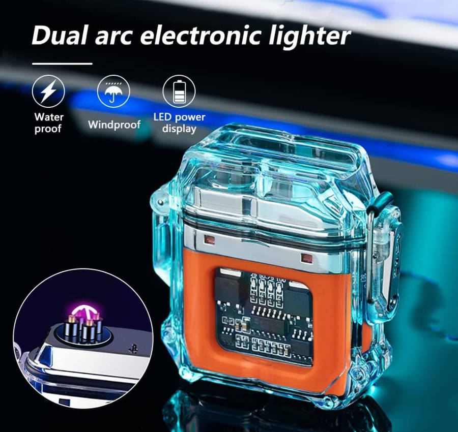 Flameless Plasma Electric Lighter Transparent Cool Windproof Lighter Rechargeable USB