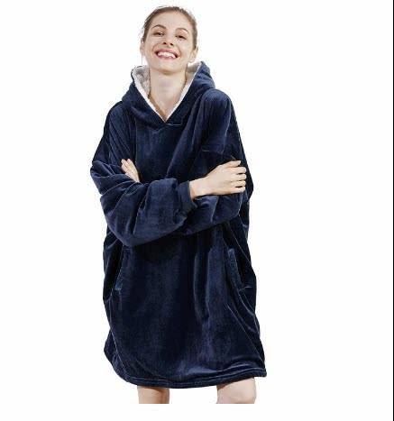 His and Hers One Size Fits All, Ultra Plush Blanket, Huggie Hoodie, TV Blanket - Dark Red or Blue