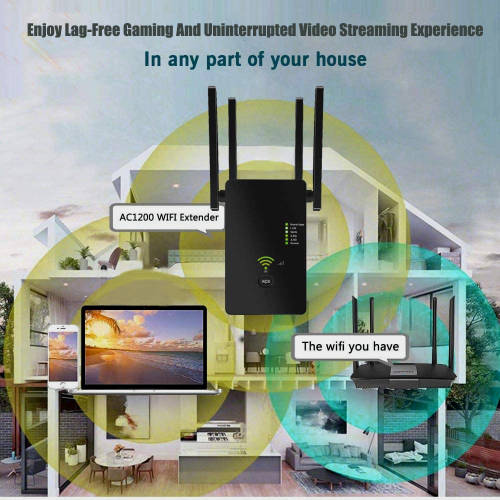 FIBER and 5G 1200MBPS Wifi Dual Band Repeater, Signal Booster, AP Mode for Whole Home Andowl