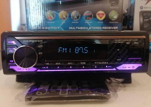 High Output ICE POWER Carbon Fiber Single Din Multimedia Head Unit