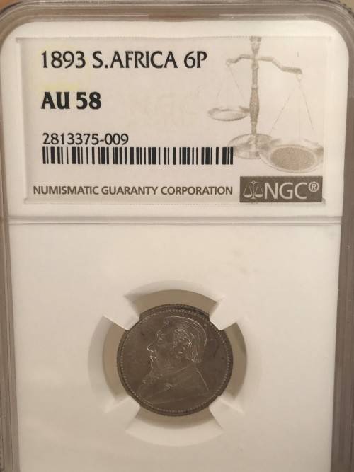 1893 6 pence (six pence) AU58 - NGC