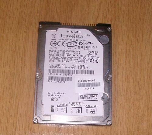 40GB HITACHI IDE LAPTOP HARDDRIVE