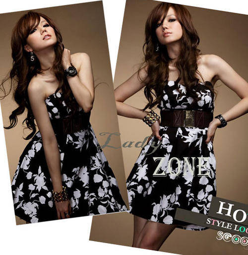 Stunning floral black & white mini dress tube top size XSmall/Small, DISCOUNTED!!