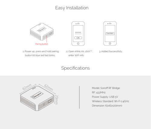 *Local stock* SONOFF DIY Wi-Fi Wireless Switch For Smart HomeSmart Home RF Bridge 433 Mhz Automation