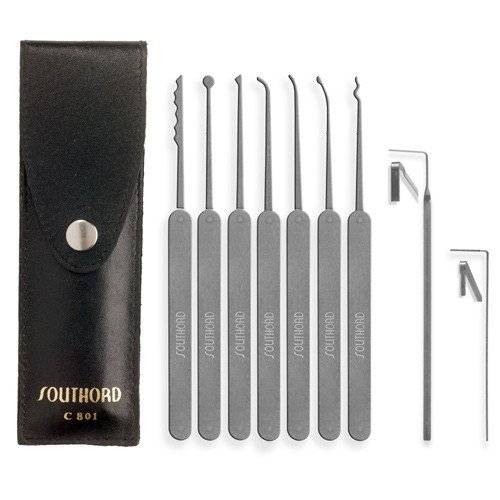 Lock Pick Set - SouthOrd C801 - 9 Piece + Leather Case