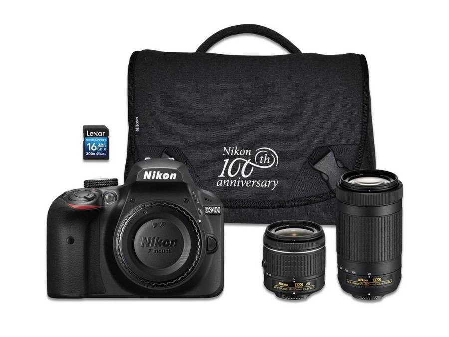 Nikon D3400 DSLR 24.4MP Twin Lens Seriously Huge Value Bundle (Lots of Extras Included).