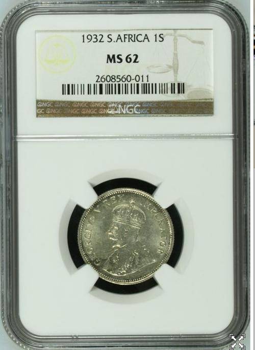 ** SOUGHT AFTER ** 1932 1SHILLING NGC GRADED MS62 HIGHLY LUSTROUS !! R1 START