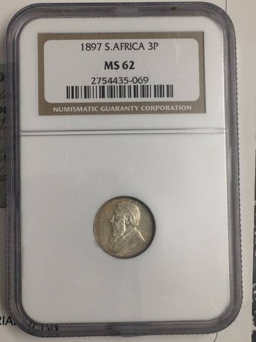 1897 Zar 3 pence NGC MS62