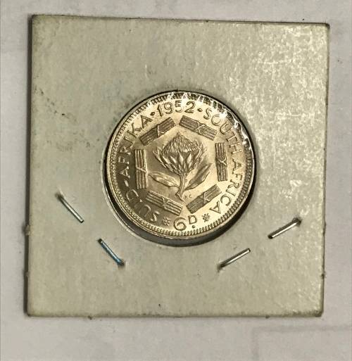 1952 union sixpence brilliant uncirculated