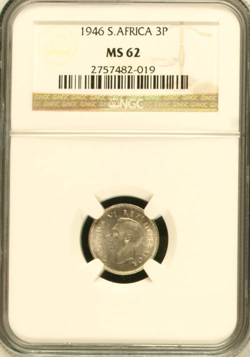 1946 three pence NGC MS62