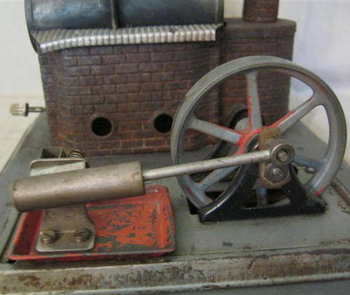 ANCIENT, STATIONARY TIN PLATE, STEAM ENGINE, D.B.P.ANGEM, WESTERN GERMANY