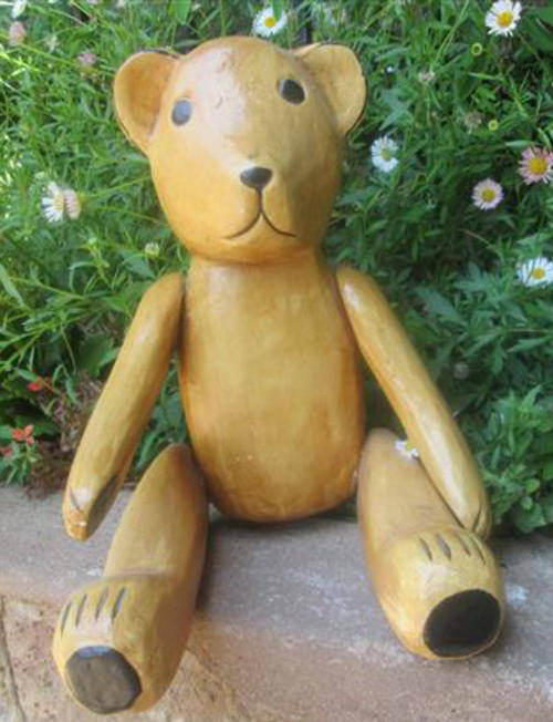VINTAGE,  WOODEN BEAR WITH MOVING ARMS AND LEGS.