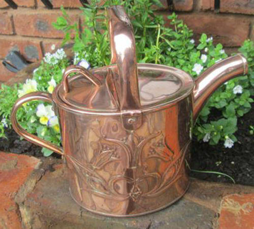ANTIQUE,  ART NOUVEAU COPPER WATERING CAN  MADE BY WELL KNOWN FIRM J.S & SON, ENGLAND