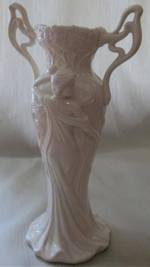 SOFT WHITE, TALL SLIM AND GRACEFUL ART NOUVEAU STYLED VASE