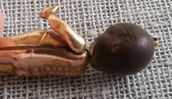 RARE !!! WW1 LUCKY CHARM, "FUMS UP" GOLD PLATED BODY WITH ARTICULATING ARMS, "TOUCH" WOODEN HEAD