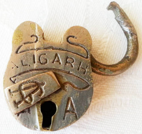 TWO ANTIQUE SMALL COLLECTIBLE PADLOCKS, INDIAN MADE ALIGARH, AND BRITISH MADE ANCIO