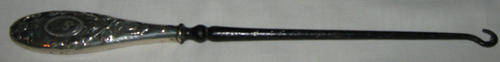 Victorian BOOT HOOK 24cmL pretty silver handle,no hallmark,steel hook.